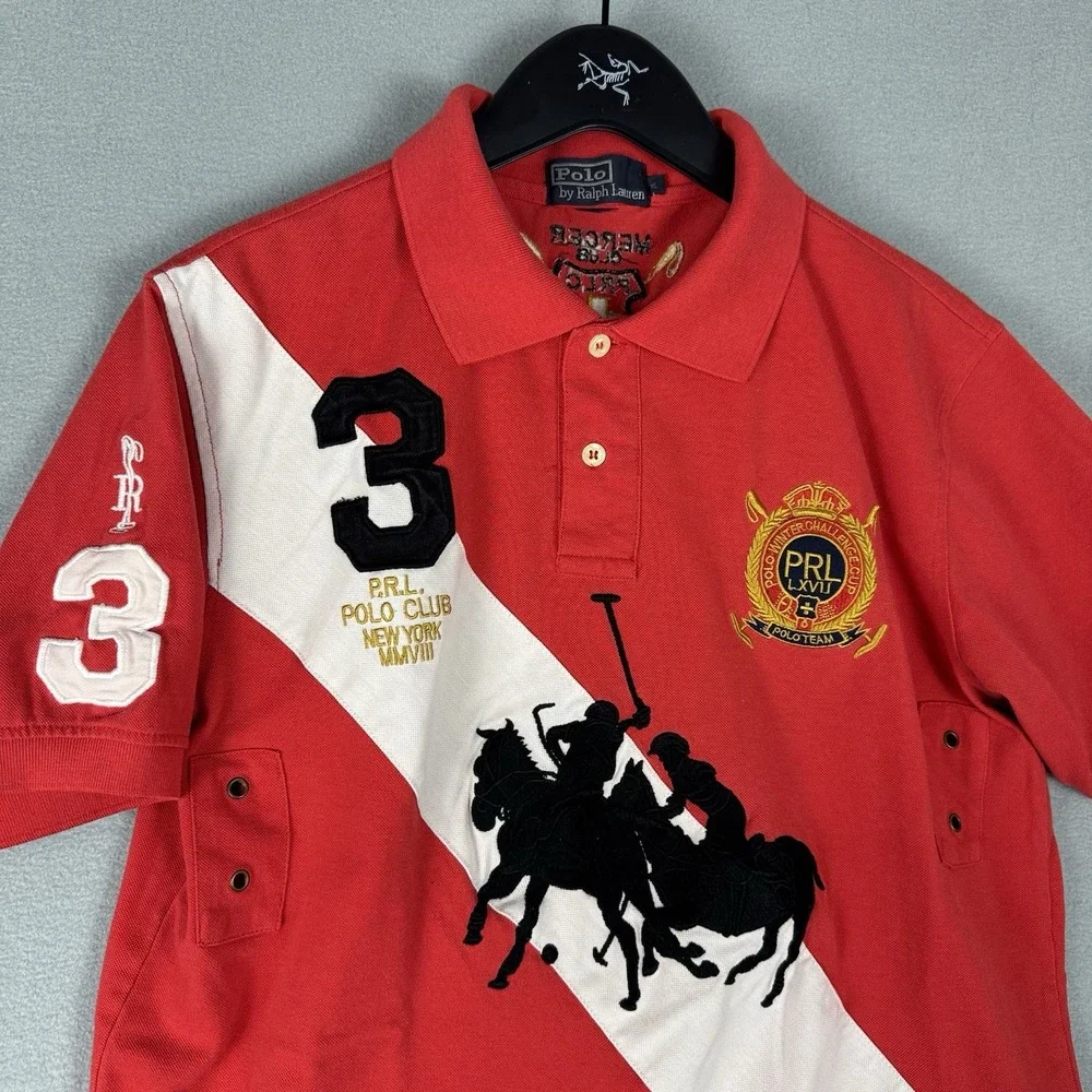 Vintage Polo Ralph Lauren Polo Shirt Youth XL Gold Crest Big Pony Golf New York